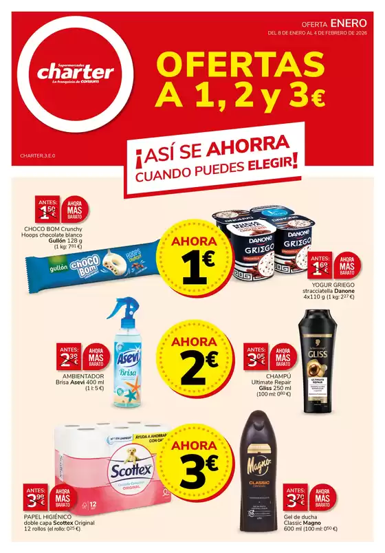 Catálogo Supermercados Charter en Vall d Uixó | Ofertas A 1, 2 Y 3€ | 2026-01-08T00:00:00.000Z - 2026-02-04T00:00:00.000Z