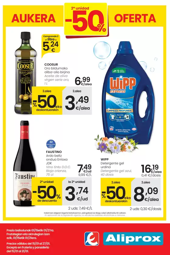 Catálogo Eroski en Quart de Poblet | 2a unidad -50% Aliprox | 2026-01-15T00:00:00.000Z - 2026-01-27T00:00:00.000Z