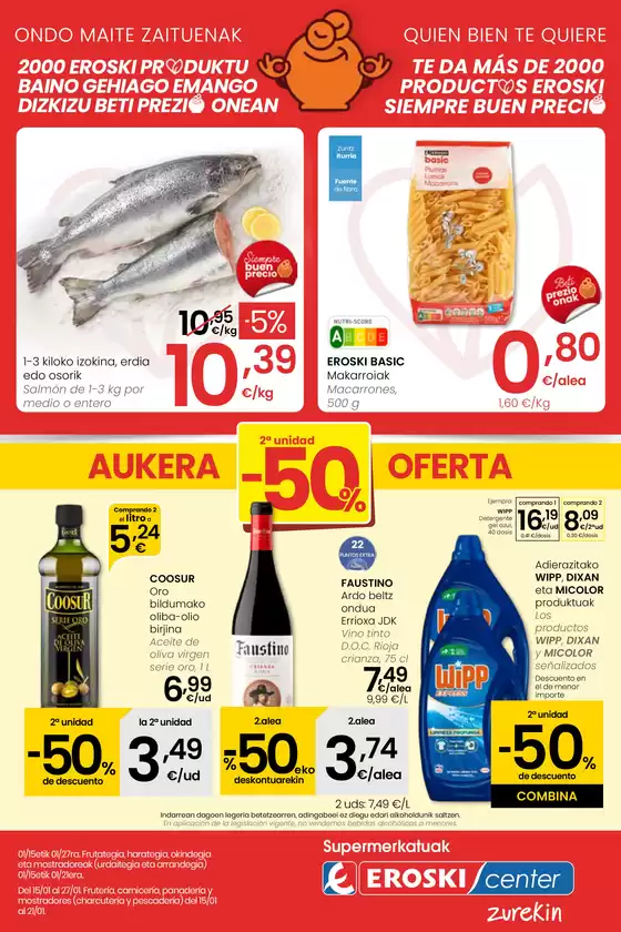 Catálogo Eroski en Quart de Poblet | "Más de 2000 productos EROSKI siempre a buen precio EROSKI CENTER" | 2026-01-15T00:00:00.000Z - 2026-01-27T00:00:00.000Z
