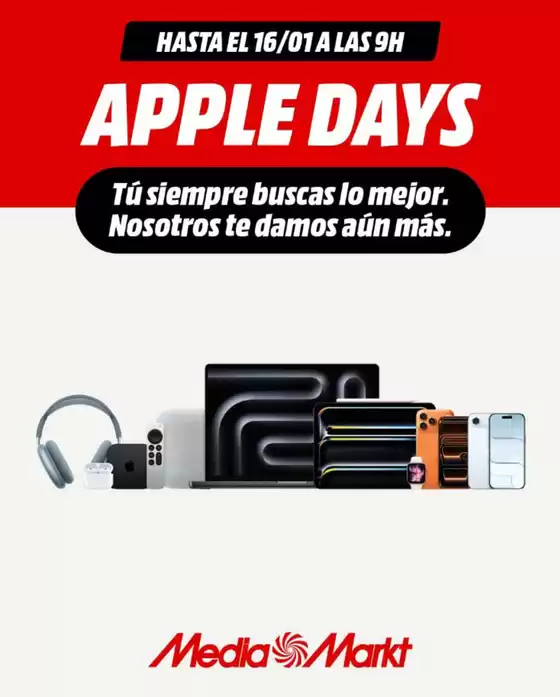 Catálogo MediaMarkt en Puertollano | Apple Days | 2026-01-12T00:00:00.000Z - 2026-01-16T00:00:00.000Z