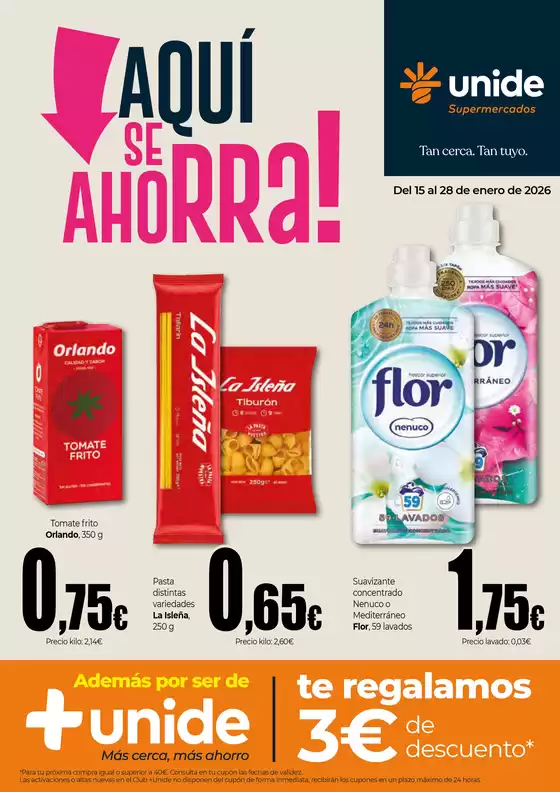 Catálogo Unide Supermercados en Tarancón | Aquí se ahorra! UNIDE Supermercados Canarias | 2026-01-15T00:00:00.000Z - 2026-01-28T00:00:00.000Z