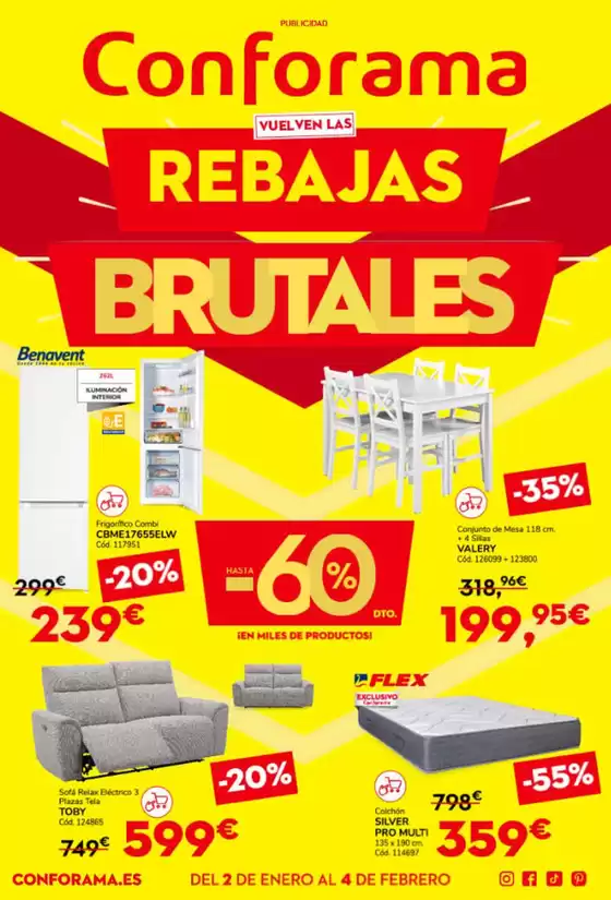 Catálogo Conforama en Cistérniga | Vu El Ven Las Rebajas Brutales | 2026-01-14T00:00:00.000Z - 2026-02-04T00:00:00.000Z