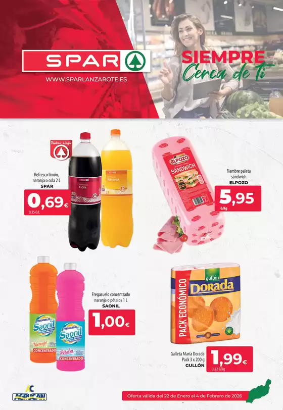 Catálogo SPAR Lanzarote en Guriezo | Oferta válida del 22 de Enero al 4 de Febrero de 2026 | 2026-01-22T00:00:00.000Z - 2026-02-04T00:00:00.000Z