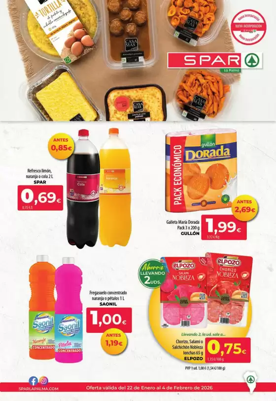 Catálogo Spar La Palma en Pozo Cañada | Oferta válida del 22 de Enero al 4 de Febrero de 2026 | 2026-01-23T00:00:00.000Z - 2026-02-04T00:00:00.000Z