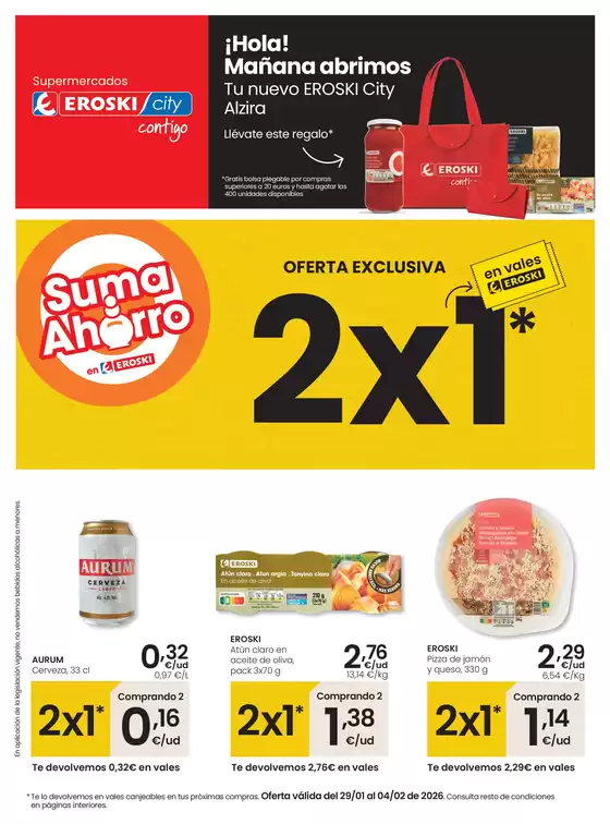 Catálogo Eroski | ¡Hola! Mañana abrimos Tu nuevo EROSKI City Alzira | 2026-01-29T00:00:00.000Z - 2026-02-04T00:00:00.000Z