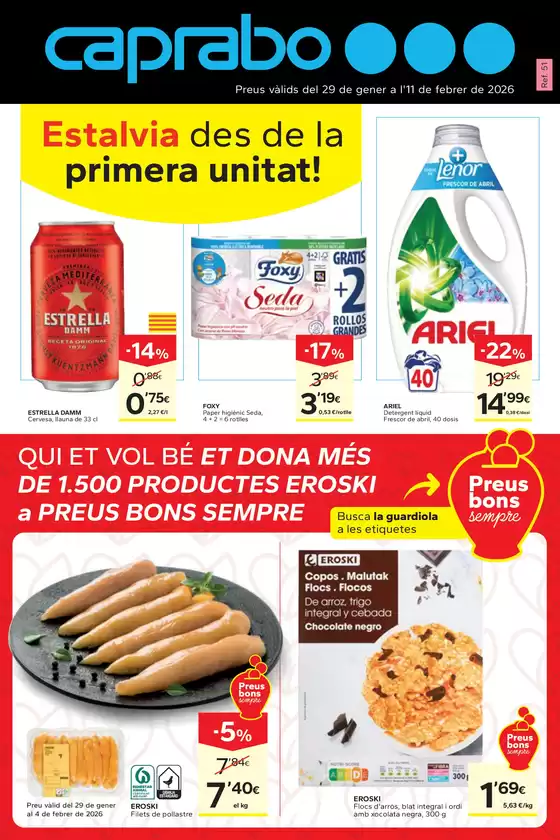 Catálogo Caprabo en Banyoles | Estalvia des de la primera unitat | 2026-01-29T00:00:00.000Z - 2026-02-11T00:00:00.000Z