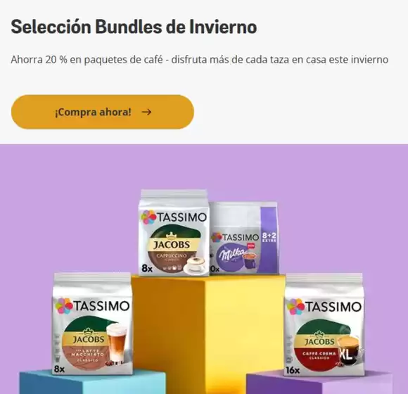 Catálogo Tassimo en Archena | Ahorra 20 % en paquetes de café | 2026-01-28T00:00:00.000Z - 2026-02-10T00:00:00.000Z