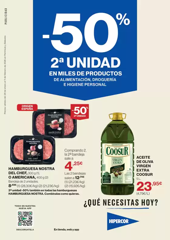 Catálogo Hipercor | -50% 2ª Unidad En Miles De Productos | 2026-01-29T00:00:00.000Z - 2026-02-11T00:00:00.000Z