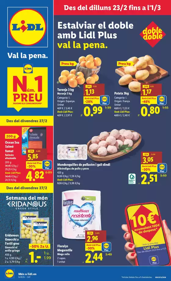 Catálogo Lidl en Esplugues de Llobregat | № 1 PRECIO - Ofertas válidas del 23/02 al 01/03 | 2026-02-23T00:00:00.000Z - 2026-03-01T00:00:00.000Z