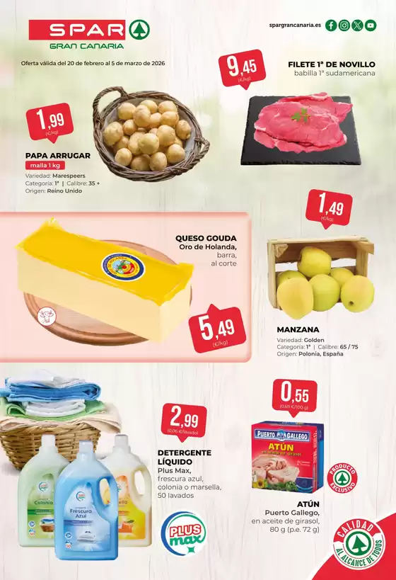 Catálogo SPAR Gran Canaria en Arucas | Oferta válida del 20 de febrero al 5 de marzo de 2026 | 2026-02-20T00:00:00.000Z - 2026-03-05T00:00:00.000Z