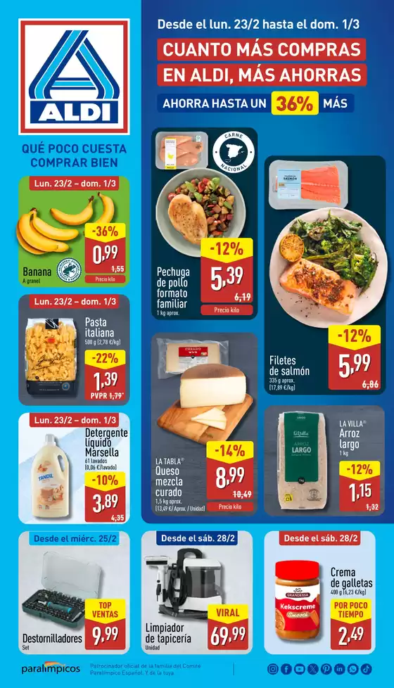 Catálogo ALDI en Arucas | Cuánto más compras en Aldi, más ahorras | 2026-02-23T00:00:00.000Z - 2026-03-09T00:00:00.000Z