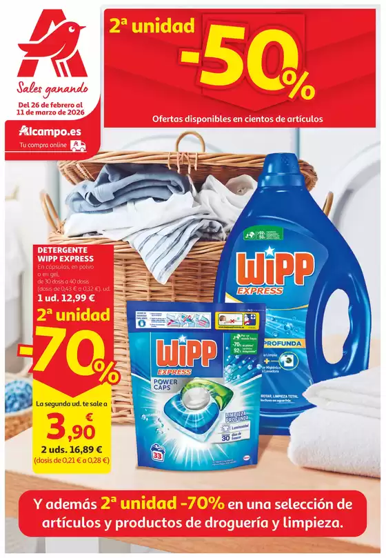 Catálogo Alcampo en Sant Feliu de Guíxols | 2ª unidad -50% | 2026-02-26T00:00:00.000Z - 2026-03-11T00:00:00.000Z