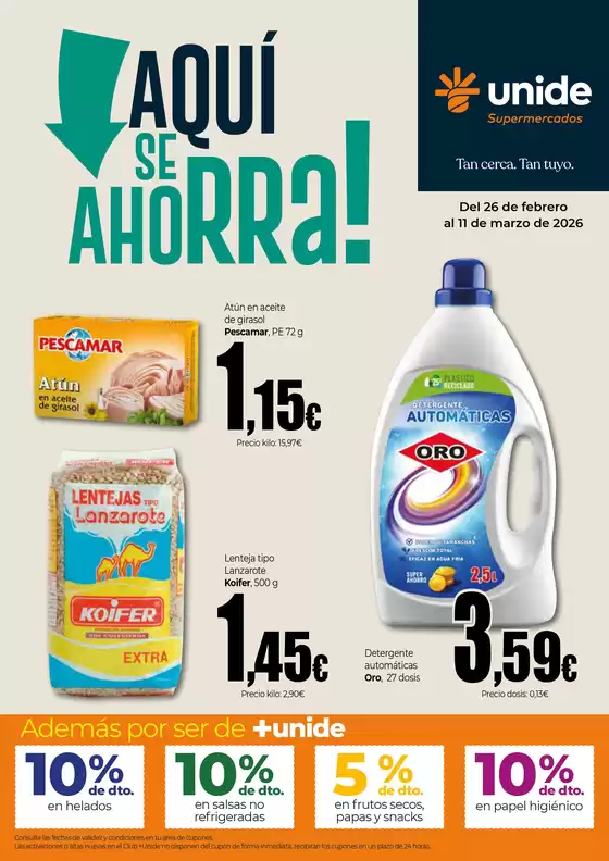 Catálogo Unide Supermercados | ¡Aquí se ahorra! Supermercados Canarias | 2026-02-26T00:00:00.000Z - 2026-03-11T00:00:00.000Z