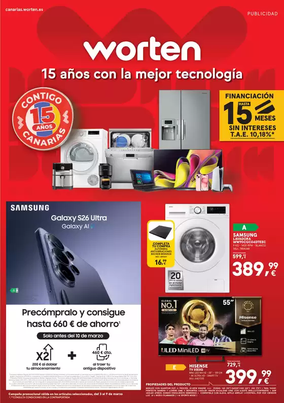 Catálogo Worten | Worten 15 años con la mejor tecnología | 2026-03-03T00:00:00.000Z - 2026-03-09T00:00:00.000Z