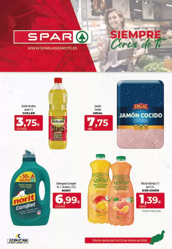 Catálogo SPAR Lanzarote en San Bartolomé de Tirajana | Oferta válida del 5 al 23 de Marzo de 2026 | 2026-03-05T00:00:00.000Z - 2026-03-23T00:00:00.000Z