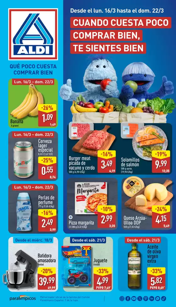 Catálogo ALDI en Aiguaviva | ¡Qué poco cuesta comprar bien! | 2026-03-16T00:00:00.000Z - 2026-03-22T00:00:00.000Z