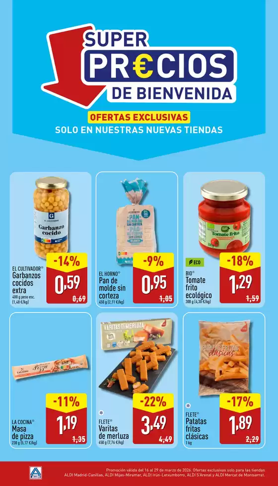 Catálogo ALDI en Puçol | Super Precios de Bienvenida en nuestras nuevas tiendas | 2026-03-16T00:00:00.000Z - 2026-03-29T00:00:00.000Z