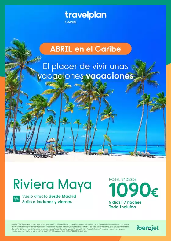 Catálogo Travelplan en Girona | ABRIL en el Caribe. Riviera Maya | 2026-04-01T00:00:00.000Z - 2026-04-30T00:00:00.000Z