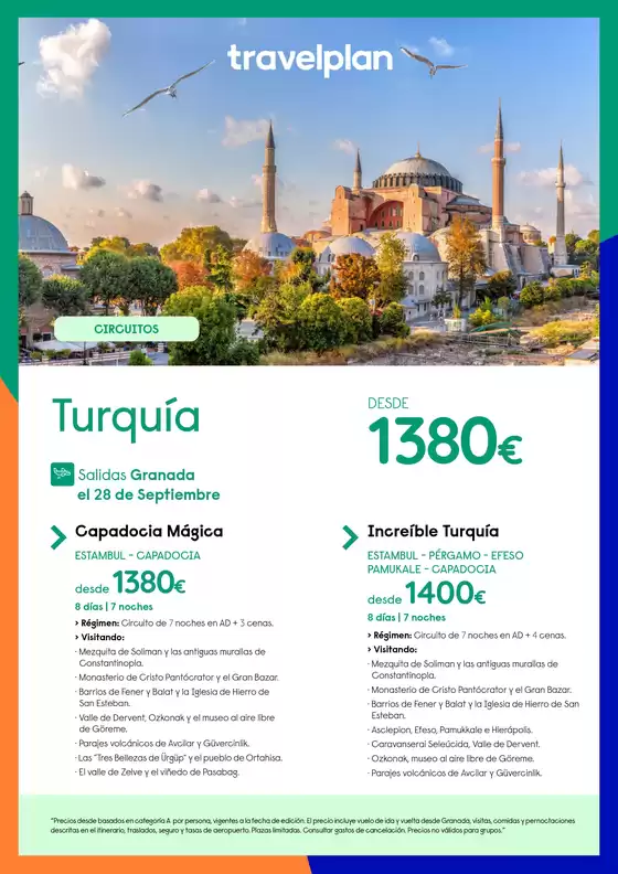 Catálogo Travelplan en San Sebastián de los Reyes | Turquía Salidas Granada el 28 de Septiembre | 2026-09-28T00:00:00.000Z - 2026-09-28T00:00:00.000Z