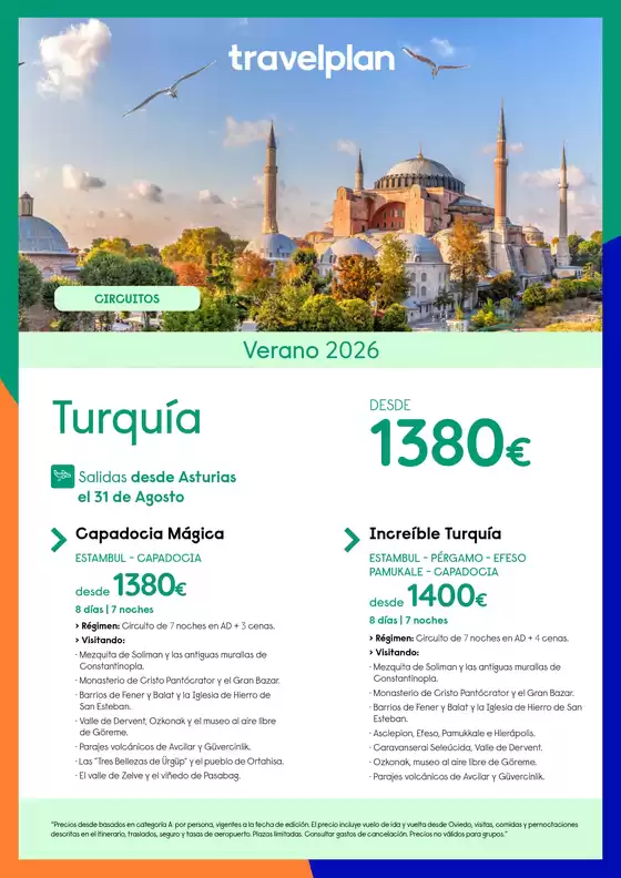 Catálogo Travelplan en San Sebastián de los Reyes | Turquía Salidas desde Asturias el 31 de Agosto | 2026-06-01T00:00:00.000Z - 2026-08-31T00:00:00.000Z