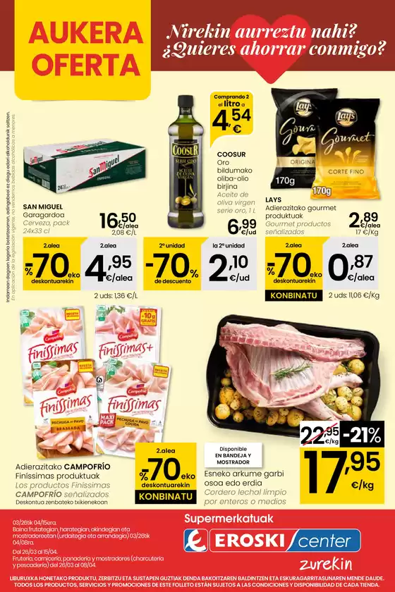 Catálogo Eroski en Bilbao | Nirekin aurreztu nahi? EROSKI CENTER | 2026-03-26T00:00:00.000Z - 2026-04-15T00:00:00.000Z