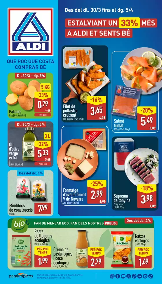 Catálogo ALDI en Castell Platja d Aro | ¡Qué poco cuesta comprar bien! | 2026-03-30T00:00:00.000Z - 2026-04-05T00:00:00.000Z