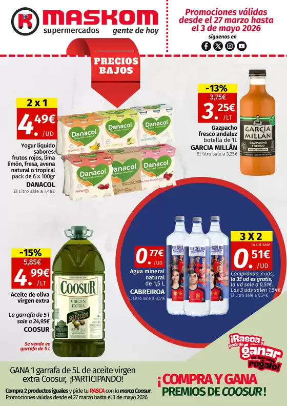Catálogo Maskom Supermercados en Badajoz | Promociones válidas desde el 27 marzo hasta el 3 de mayo 2026 | 2026-03-27T00:00:00.000Z - 2026-05-03T00:00:00.000Z
