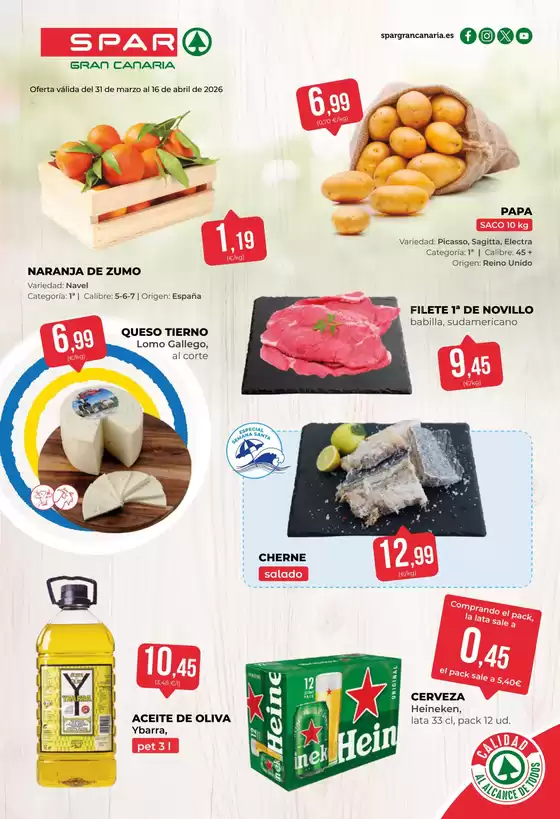 Catálogo SPAR Gran Canaria | Oferta válida del 31 de marzo al 16 de abril de 2026 | 2026-03-31T00:00:00.000Z - 2026-04-16T00:00:00.000Z