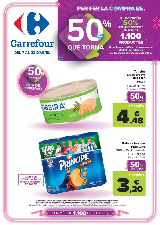 Catálogo Carrefour en Vic | 50% QUE VUELVE + 3x2 | 2026-04-07T00:00:00.000Z - 2026-04-22T00:00:00.000Z