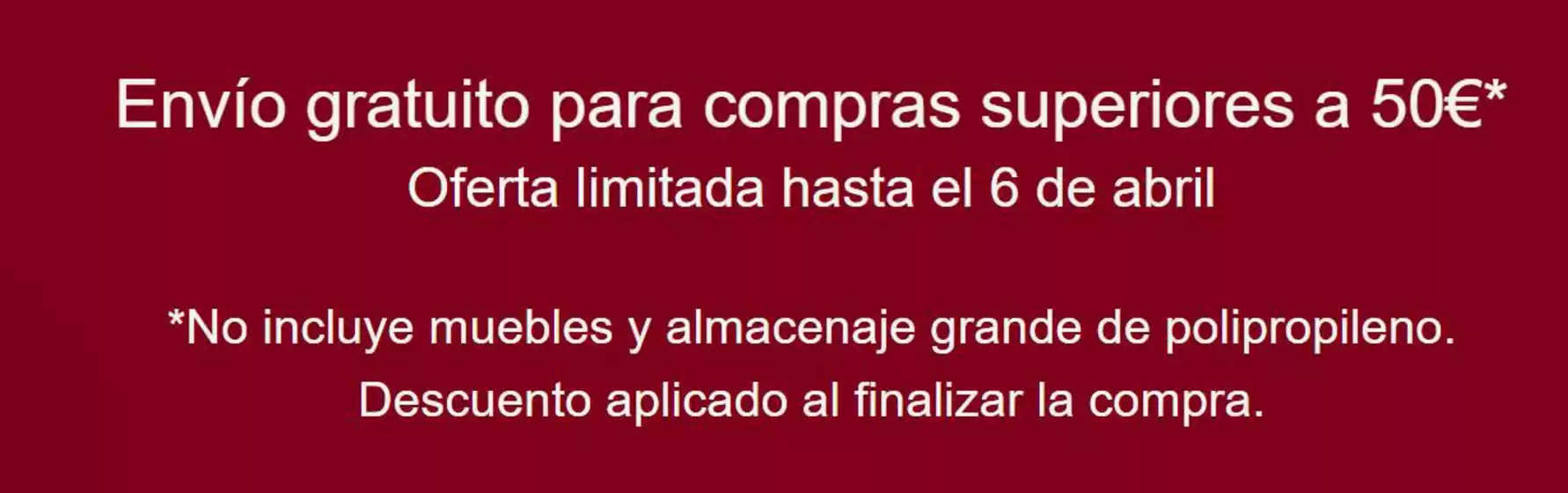 Catálogo Muji | Envío gratuito para compras superiores a 50€ | 2026-04-02T00:00:00.000Z - 2026-04-06T00:00:00.000Z