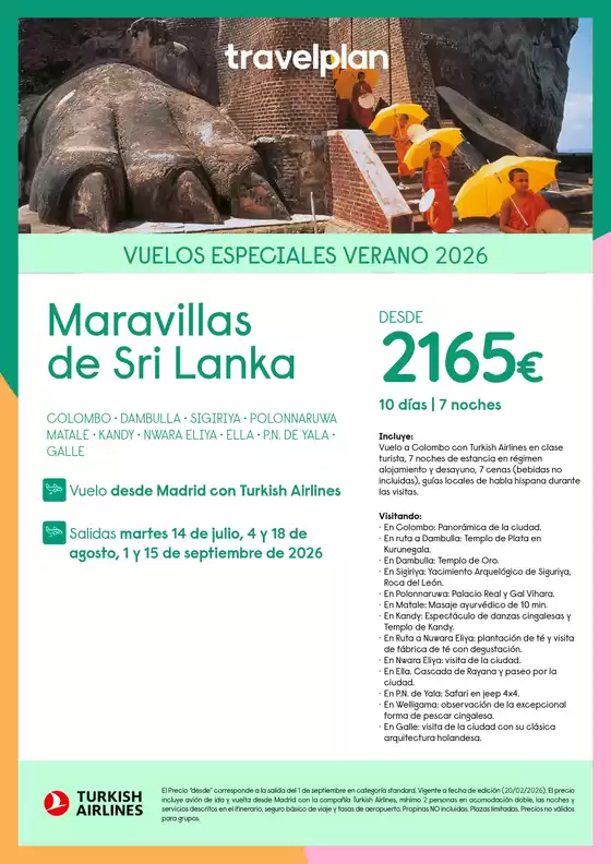Catálogo Travelplan | Maravillas de Sri Lanka | 2026-07-14T00:00:00.000Z - 2026-09-15T00:00:00.000Z