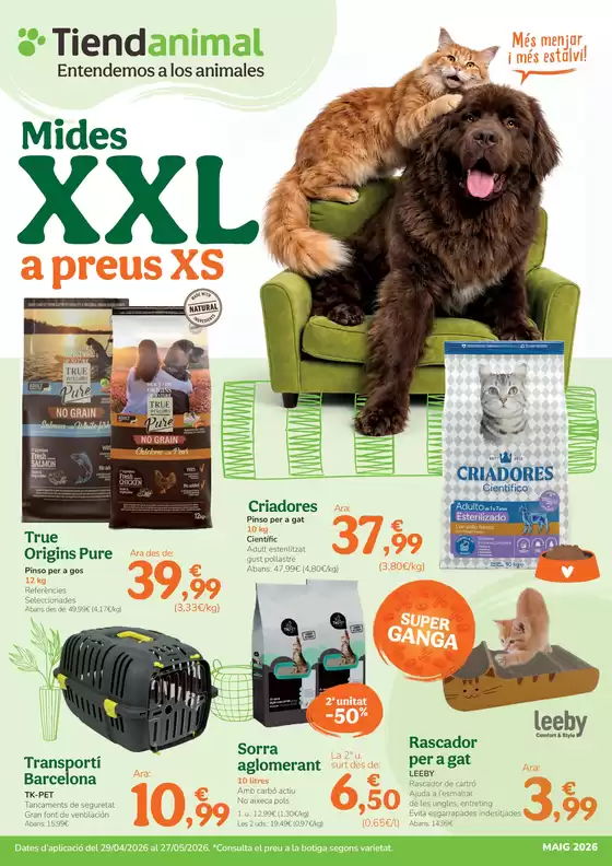 Catálogo Tiendanimal | Mides XXL a preus XS | 2026-04-29T00:00:00.000Z - 2026-05-27T00:00:00.000Z