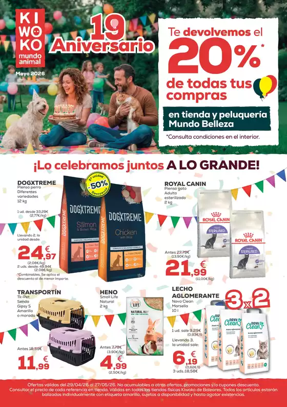 Catálogo Kiwoko | 19 Aniversario: ¡Lo celebramos juntos a lo grande!  | 2026-04-29T00:00:00.000Z - 2026-05-27T00:00:00.000Z