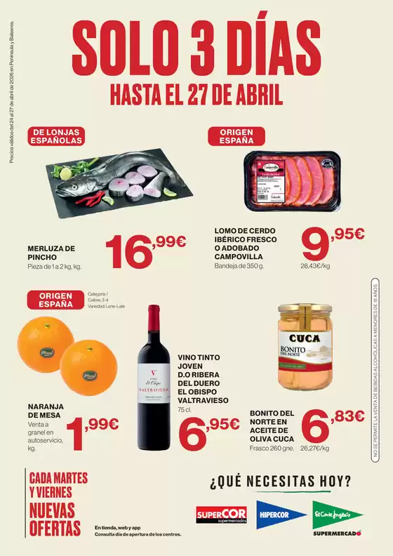 Catálogo Hipercor | Solo 3 Días | 2026-04-24T00:00:00.000Z - 2026-04-27T00:00:00.000Z