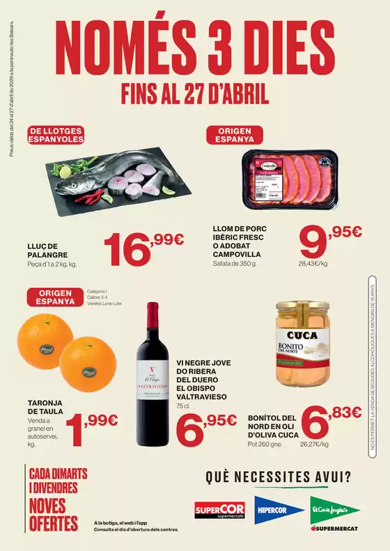 Catálogo Hipercor | Només 3 Dies | 2026-04-24T00:00:00.000Z - 2026-04-27T00:00:00.000Z