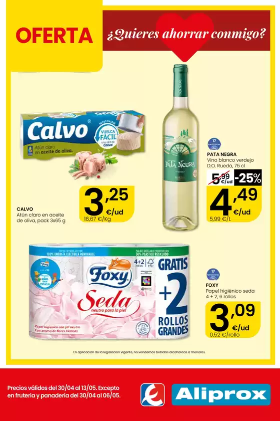 Catálogo Eroski | ¿Quieres ahorrar conmigo? Aliprox | 2026-04-30T00:00:00.000Z - 2026-05-13T00:00:00.000Z