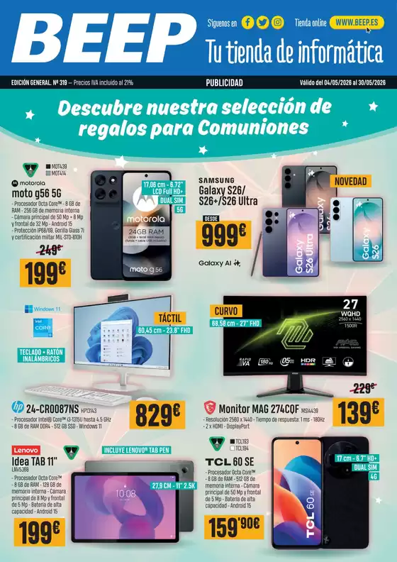 Catálogo Beep | Descubre nuestra selección de regalos para Comuniones | 2026-05-04T00:00:00.000Z - 2026-05-30T00:00:00.000Z