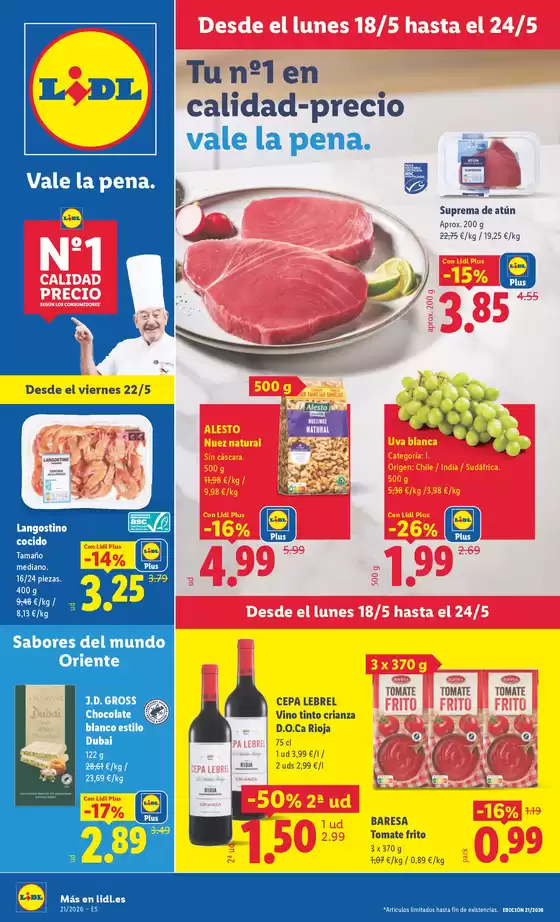 Catálogo Lidl en A Eirexe | № 1 PRECIO - Ofertas válidas del 18/05 al 24/05 | 2026-05-18T00:00:00.000Z - 2026-05-24T00:00:00.000Z