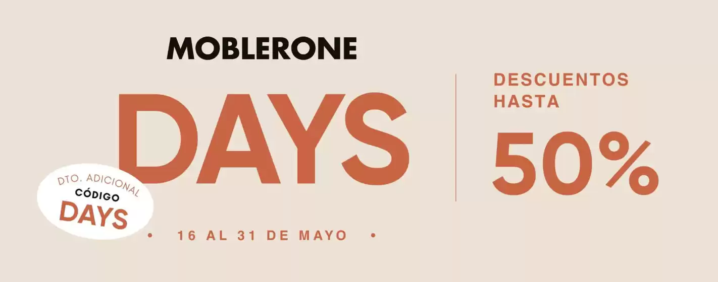 Catálogo Moblerone | Descuentos Hasta 50% | 2026-05-19T00:00:00.000Z - 2026-05-31T00:00:00.000Z