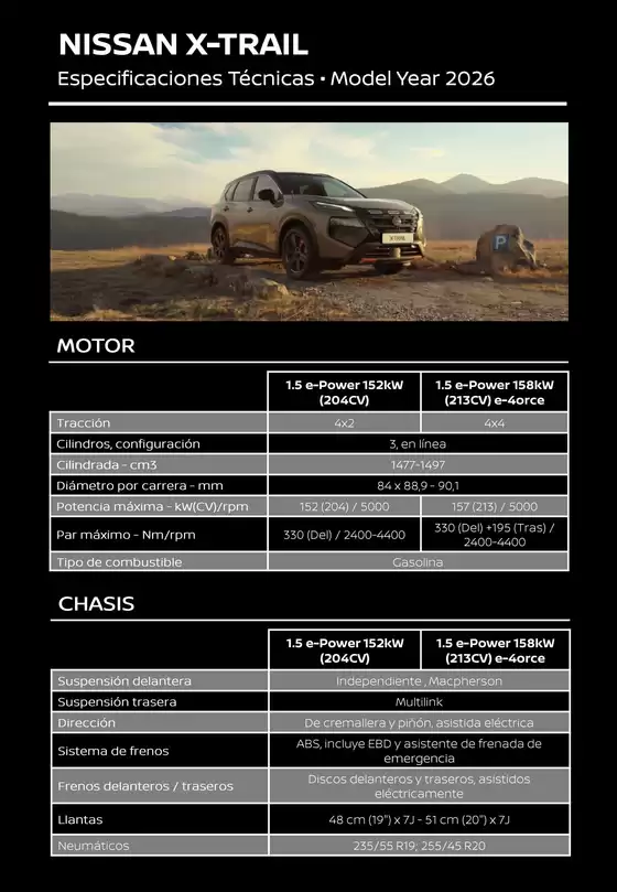 Catálogo Nissan | Ficha Tecnica Nissan X Trail | 2026-05-20T00:00:00.000Z - 2026-12-31T00:00:00.000Z
