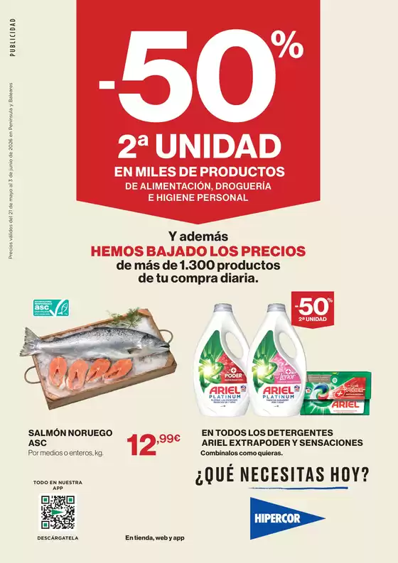 Catálogo Hipercor en Bueu | -50% 2ª Unidad En Miles De Productos | 2026-05-21T00:00:00.000Z - 2026-06-03T00:00:00.000Z
