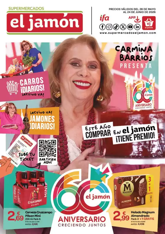Catálogo Supermercados El Jamón en Aguilar de Campoo | Precios Válidos Del 28 De Mayo Al 24 De Junio De 2026 | 2026-05-28T00:00:00.000Z - 2026-06-24T00:00:00.000Z