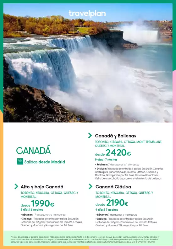 Catálogo Travelplan en Arganda del Rey | Travelplan Canadá | 2026-05-28T00:00:00.000Z - 2026-10-31T00:00:00.000Z