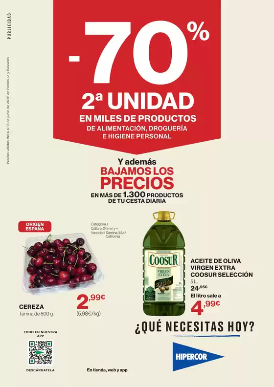 Catálogo Hipercor | -70% 2ª Unidad En Miles De Productos | 2026-06-04T00:00:00.000Z - 2026-06-17T00:00:00.000Z