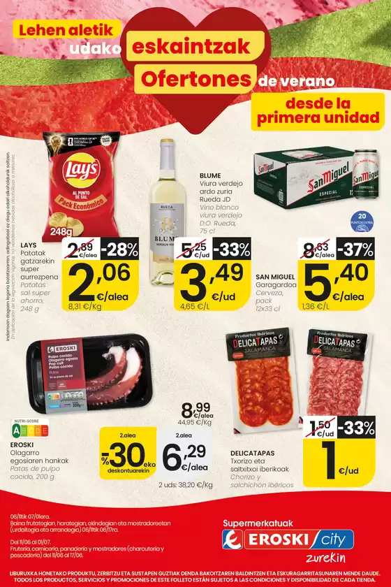 Catálogo Eroski en Abadiño | Udako eskaintzak EROSKI CITY | 2026-06-11T00:00:00.000Z - 2026-07-01T00:00:00.000Z