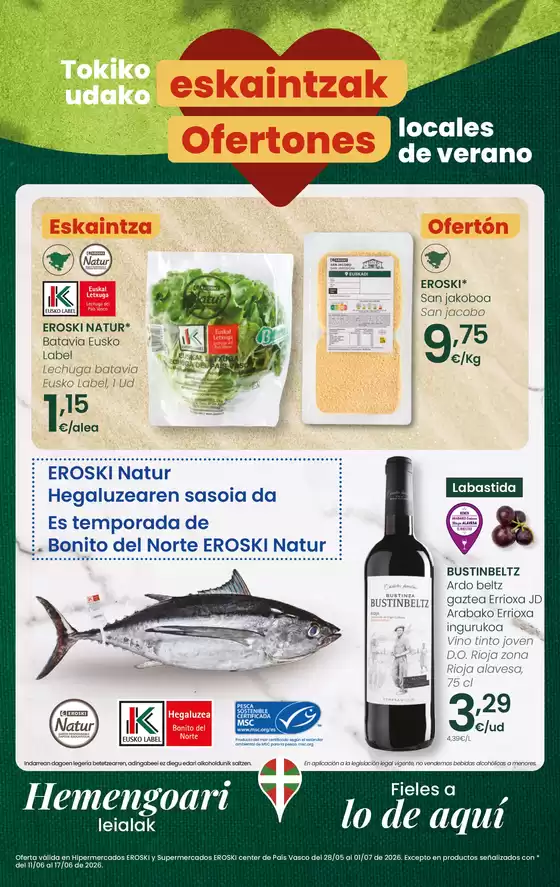 Catálogo Eroski en Abadiño | Ofertones locales de verano | 2026-06-11T00:00:00.000Z - 2026-07-01T00:00:00.000Z