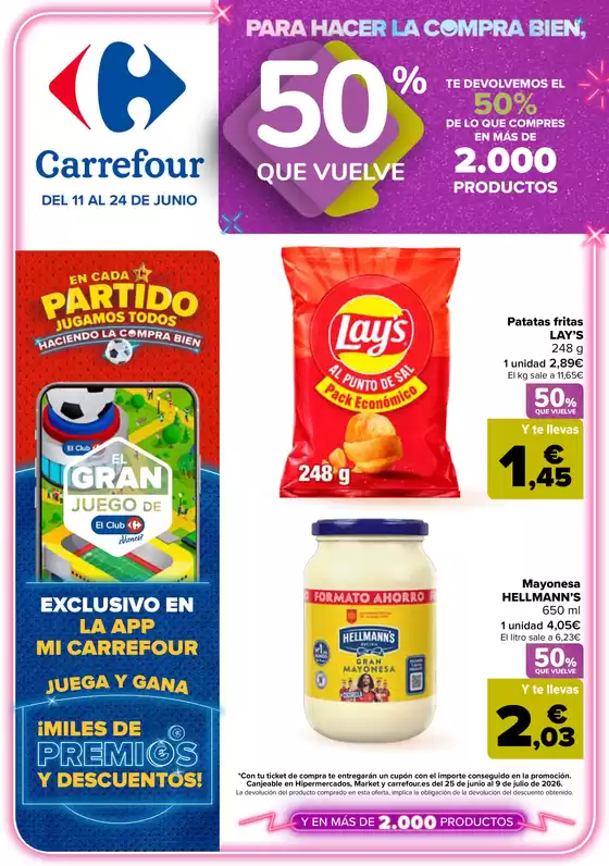 Catálogo Carrefour en Plasencia | 50% QUE VUELVE + 2ªUD. AL -50% | 2026-06-11T00:00:00.000Z - 2026-06-24T00:00:00.000Z
