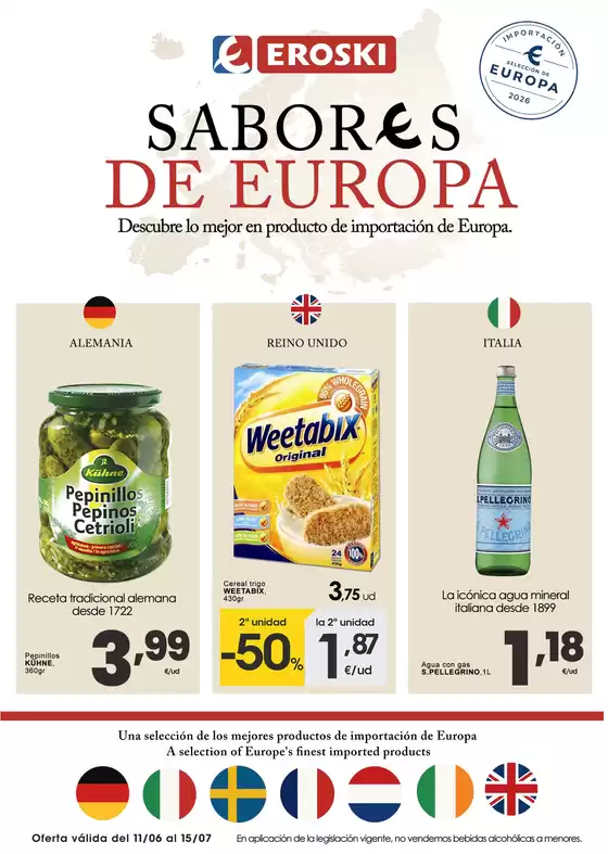 Catálogo Eroski | Sabores de Europa | 2026-06-11T00:00:00.000Z - 2026-07-15T00:00:00.000Z