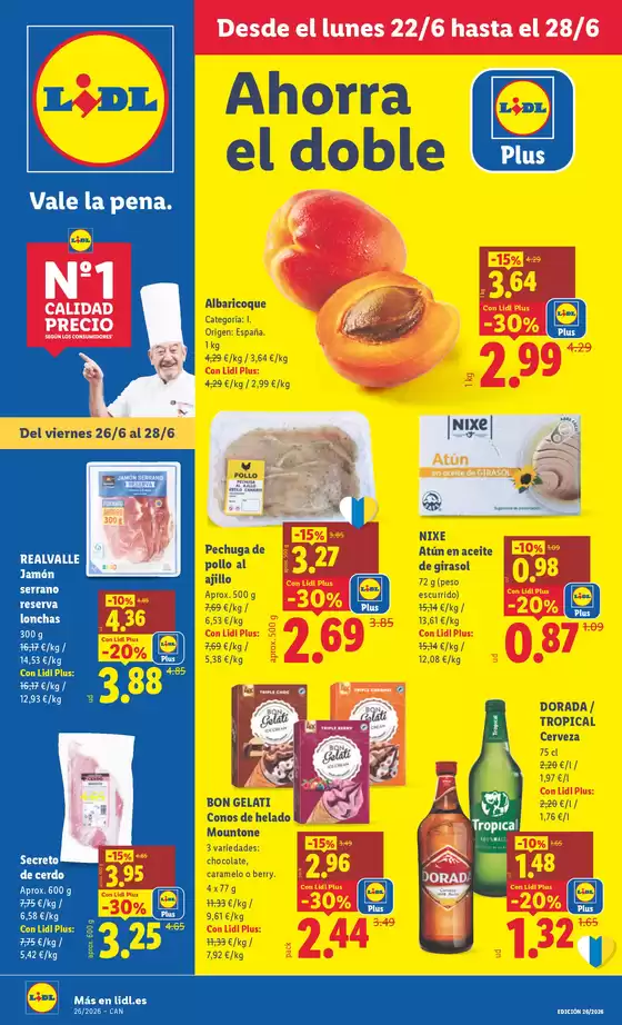 Catálogo Lidl en Tijarafe | № 1 PRECIO - Ofertas válidas del 22/06 al 28/06 | 2026-06-22T00:00:00.000Z - 2026-06-28T00:00:00.000Z