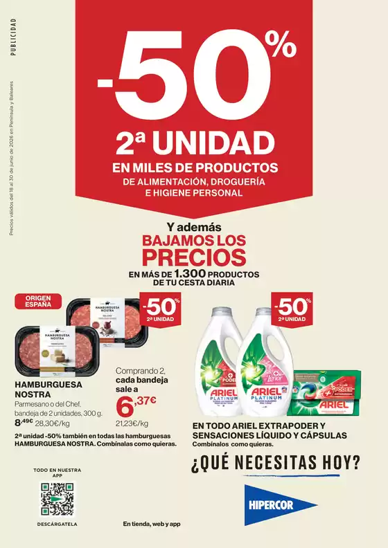 Catálogo Hipercor en Sauzal | -50% en la 2ª unidad | 2026-06-18T00:00:00.000Z - 2026-06-30T00:00:00.000Z